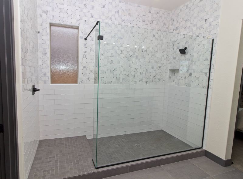 Walk-In Shower with Natural Stone Tiles
